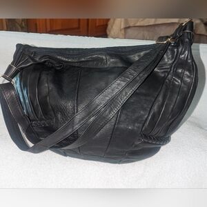 Vintage Carlo Amboldi black leather crossbody bag.